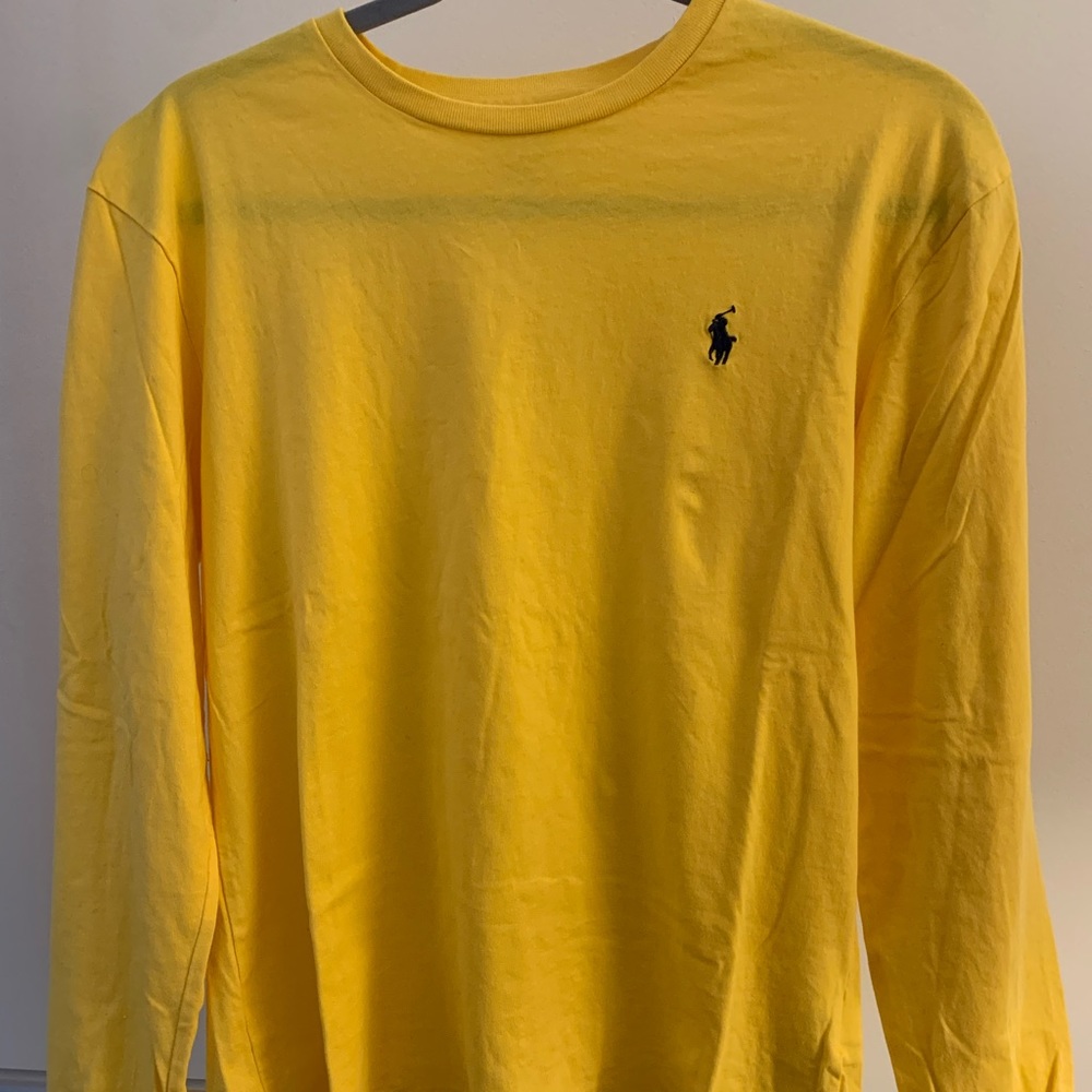 Mens yellow long sleeve polo tshirt